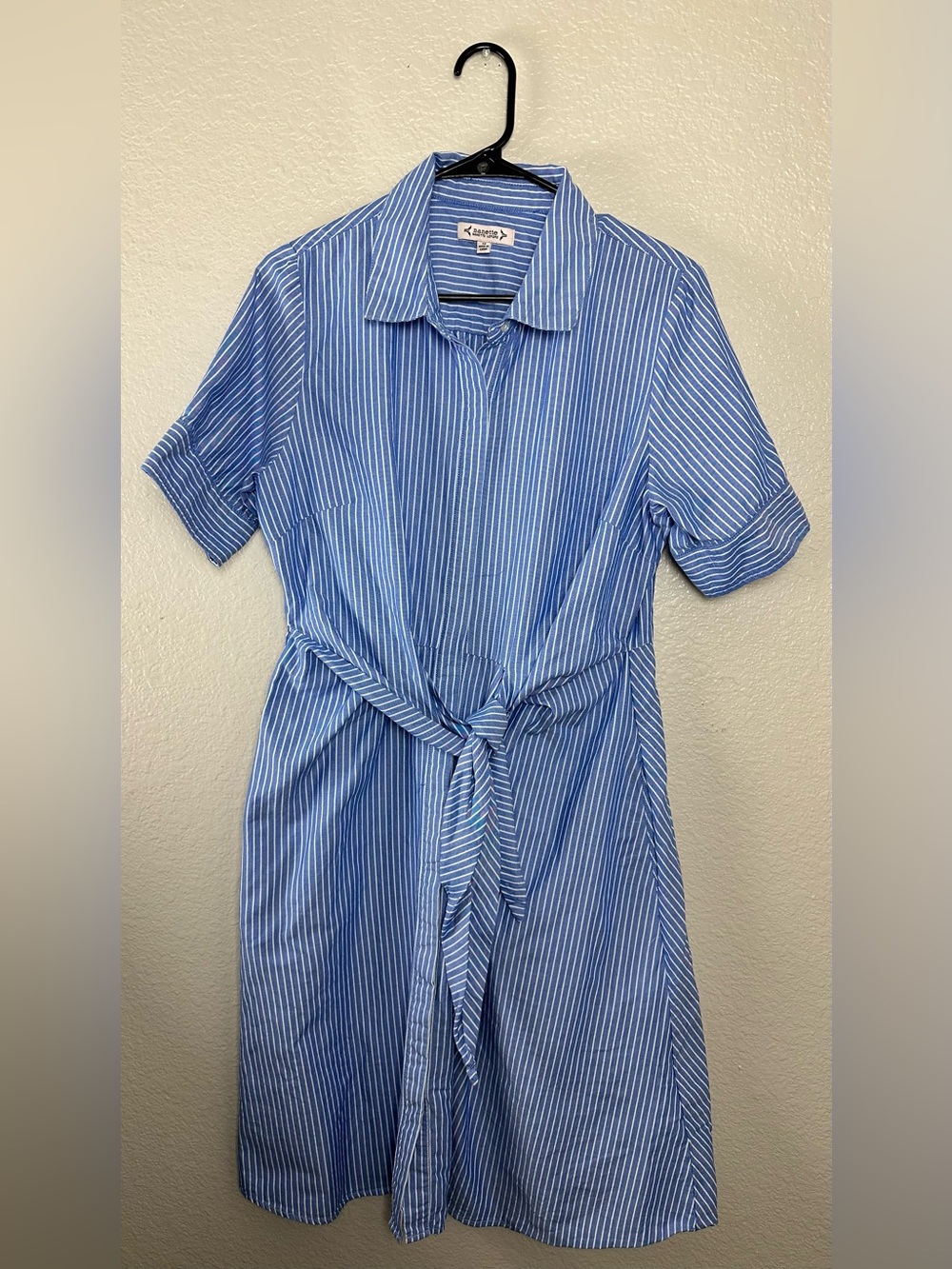 Nanette Lepore Blue & White Striped short sleeve Dress Size 12
